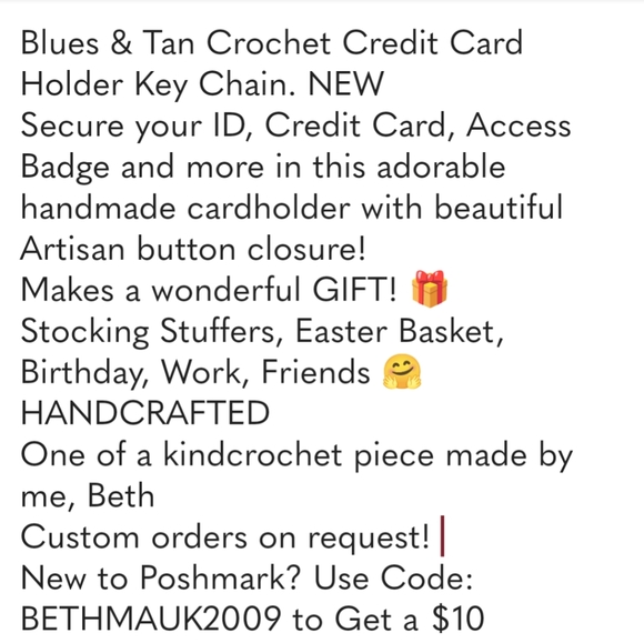 NEW ID Card Holder Credit Badge Key Chain Crochet HANDCRAFTED - Picture 3 of 5